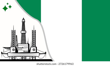 Background of Oil pump. Industrial machine for petroleum on background of sunset. Nigeria Oil Industry concept. EPS10 vector