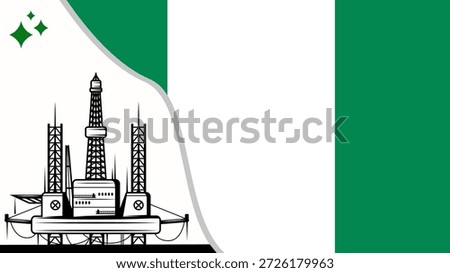 Background of Oil pump. Industrial machine for petroleum on background of sunset. Nigeria Oil Industry concept. EPS10 vector