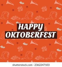 Background with Oktoberfest lettering, holiday garland buntings