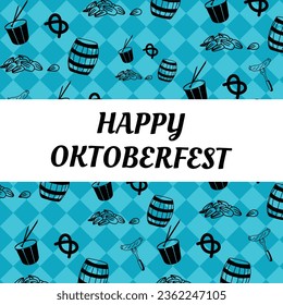 Background with Oktoberfest lettering, holiday garland buntings