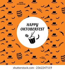 Background with Oktoberfest lettering, holiday garland buntings