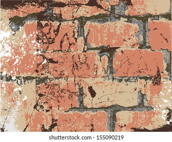background old brick wall in age from scratches and scuffs and stains