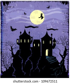 Background with old castle for Halloween party