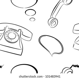 background from old fashioned telephone, telephone receiver, speech bubbles