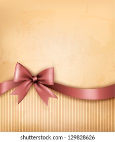 Background with old_paper with gift bow and ribbon.  Vector