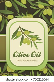 Background for olive oil - olive branches with olives, fully hand drawn vector