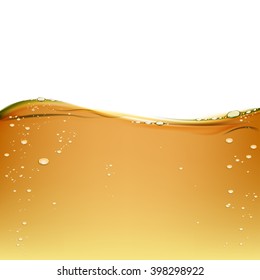 Aceite de oliva de fondo aislado en un fondo blanco. Aceite del motor para la lubricación. Textura de bebida alcohólica con burbujas. Ilustración vectorial de material.