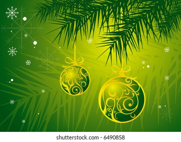 background on Christmas with gold balls
