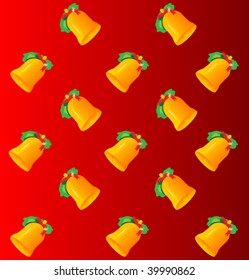 Background on gold christmas hand-bells. Vector.