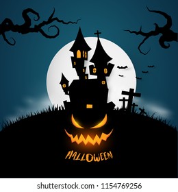 Background with on a haunted house for halloween