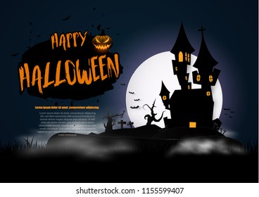Background with on a haunted house for halloween