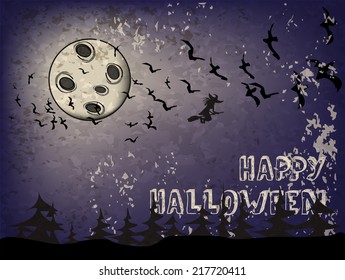 Background on a holiday theme halloween with dark sky, witch and bats