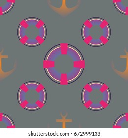 Background on a marine theme with anchors and lifebuoys.
