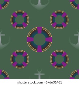 Background on a marine theme with anchors and lifebuoys.