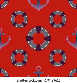 Background on a marine theme with anchors and lifebuoys.