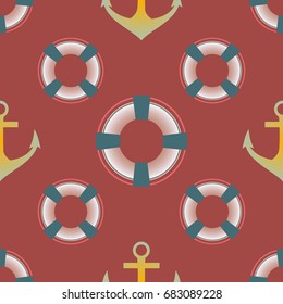 Background on a marine theme with anchors and lifebuoys.