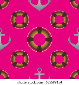 Background on a marine theme with anchors and lifebuoys.