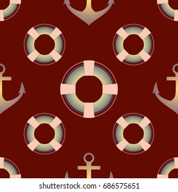 Background on a marine theme with anchors and lifebuoys.