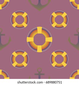 Background on a marine theme with anchors and lifebuoys.