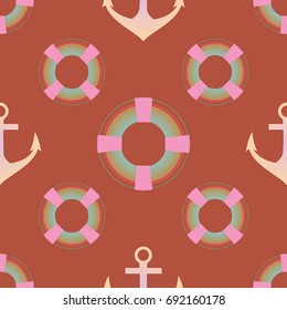 Background on a marine theme with anchors and lifebuoys.