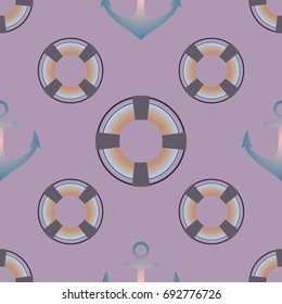 Background on a marine theme with anchors and lifebuoys.