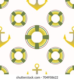 Background on a marine theme with anchors and lifebuoys.