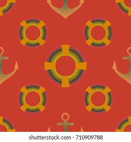 Background on a marine theme with anchors and lifebuoys.