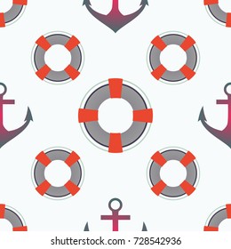 Background on a marine theme with anchors and lifebuoys.