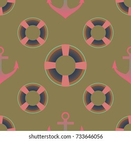 Background on a marine theme with anchors and lifebuoys.
