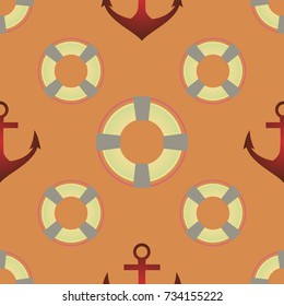 Background on a marine theme with anchors and lifebuoys.