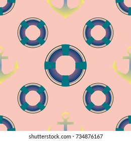 Background on a marine theme with anchors and lifebuoys.