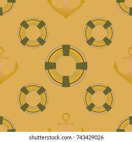 Background on a marine theme with anchors and lifebuoys.