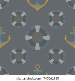 Background on a marine theme with anchors and lifebuoys.