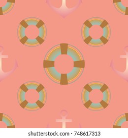 Background on a marine theme with anchors and lifebuoys.