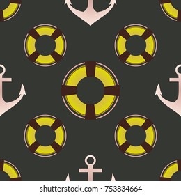 Background on a marine theme with anchors and lifebuoys.