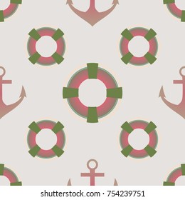Background on a marine theme with anchors and lifebuoys.