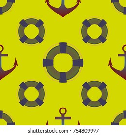 Background on a marine theme with anchors and lifebuoys.