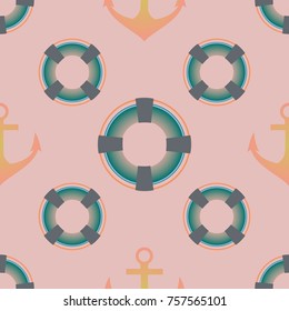 Background on a marine theme with anchors and lifebuoys.