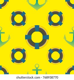 Background on a marine theme with anchors and lifebuoys.