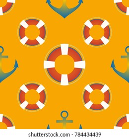 Background on a marine theme with anchors and lifebuoys.