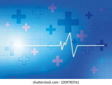 Background on the medical theme with pulse and cross
