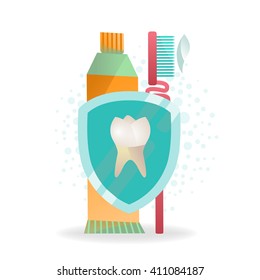 Background on oral hygiene theme.   All objects are conveniently grouped  and are easily editable.