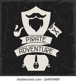 Background on pirate theme with objects and elements.