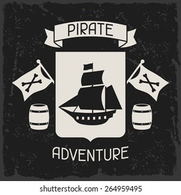 Background on pirate theme with objects and elements.