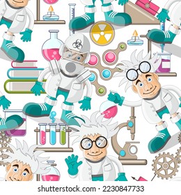 Background on a scientific theme. Seamless pattern. Vector illustration.