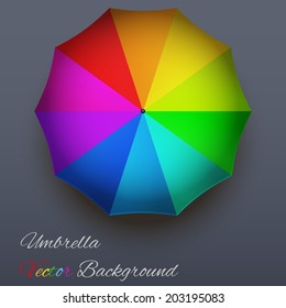 Background on a seasons theme of autumn. Symbol rainbow umbrella with rain drops. Vector Illustration.