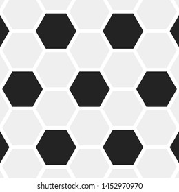Background on a soccer theme. Black and white hexagon soccer ball pattern. Football texture. Vector illustration