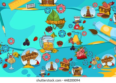 Background on the summer theme. Drinks, bar, fruit mockup.