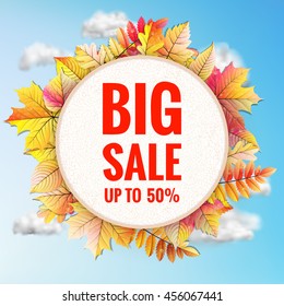 Background on a theme of autumn. Sale. EPS 10 vector file included