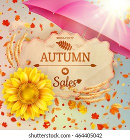 Background on a theme of autumn. Sale. EPS 10 vector file included